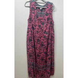 J. Jill maxi pink floral dress print boho plus size sleeveless vacation summer 3